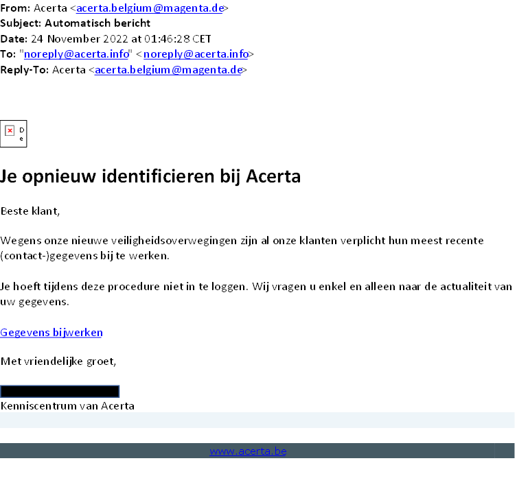 mail recentste contactgegevens van klanten_acerta