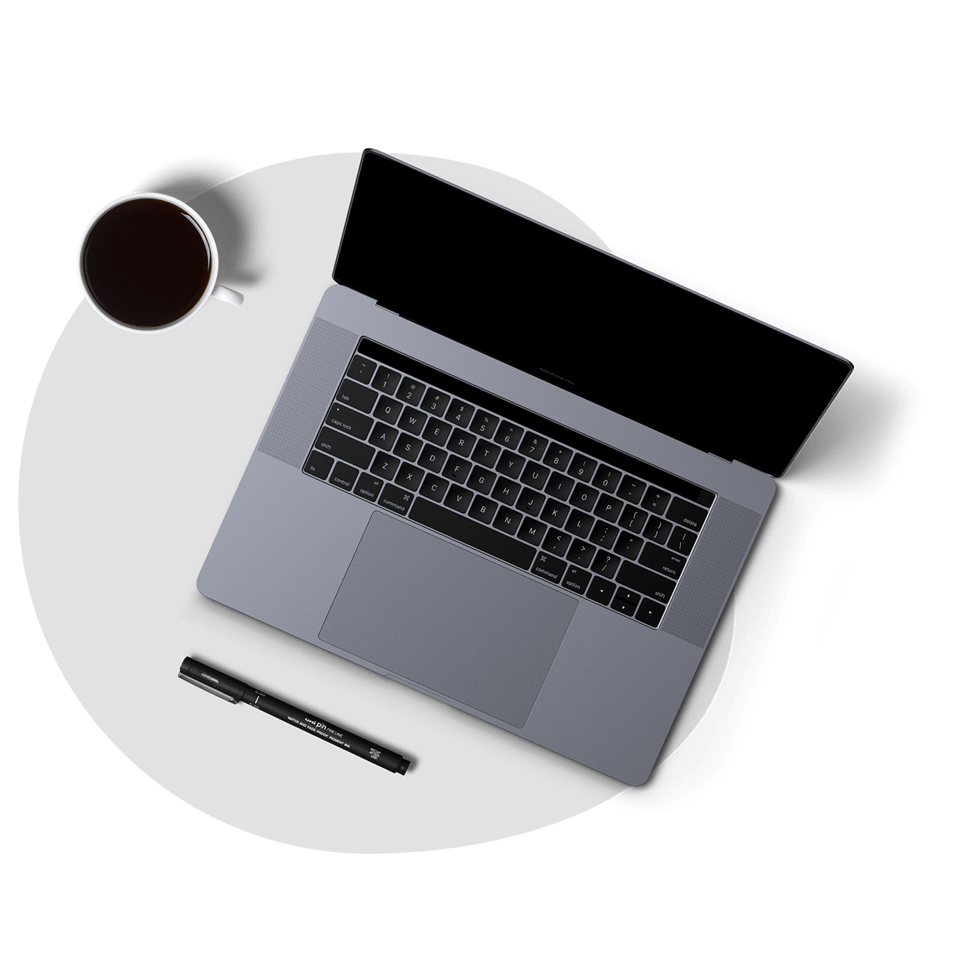 Ellips laptop en koffie grijs