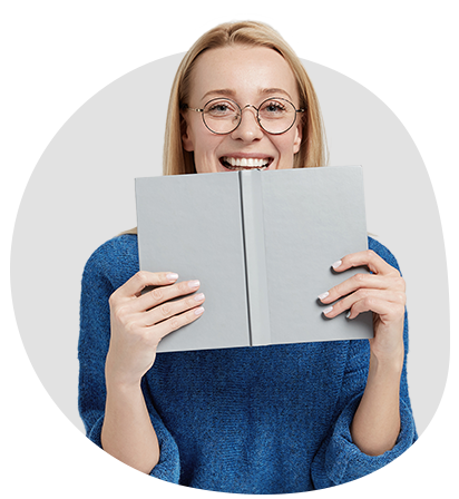 Ellips vrouw met boek grijs